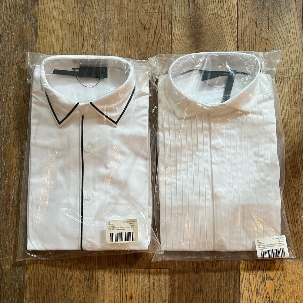 LOT of 2 White Topman Tuxedo Shirts NWT
